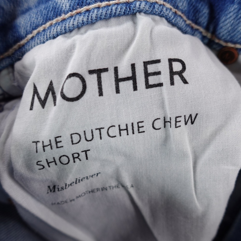 Mother The Dutchie Chew Short Women 28 Blue Floral Embroidered Distressed Denim - Picture 5 of 10